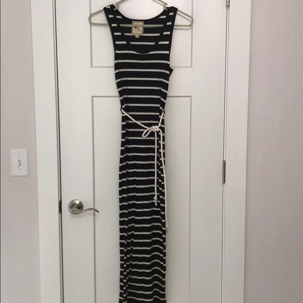 Striped Pink Rose Maxi with Rope Belt in Size S